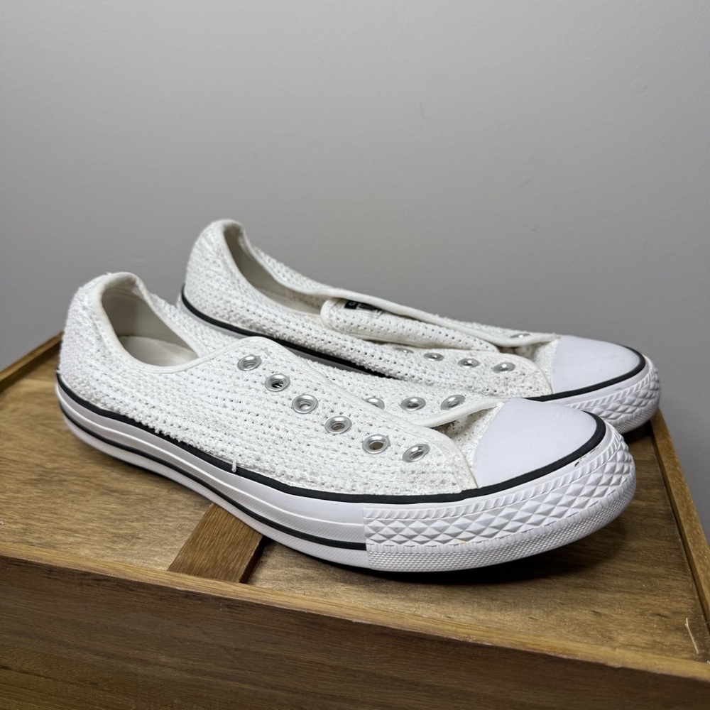 White Crochet Sneakers w/out laces